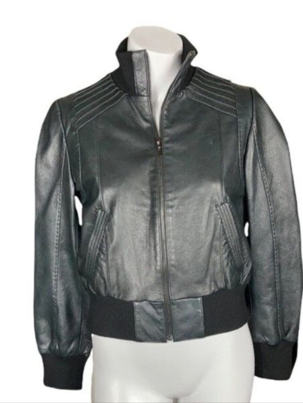 Gezipani Black Leather Jacket Women's Size Medium Vtg Inspired Moto Rock Glam